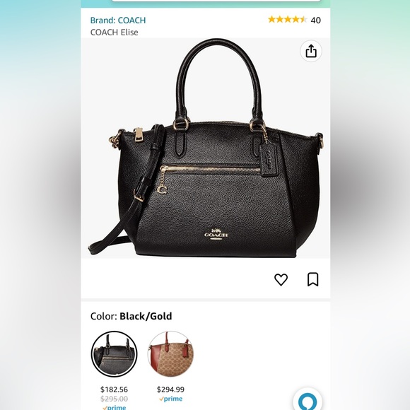 Coach Handbags - Coach Elise bag, black